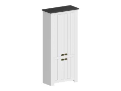 ScHarpeira Dcicerell, Suporte para sapatos com economia de espaço com 4 portas, Armário de entrada multifuncional, 84x42h200 cm, Branco e Ardósia^Dmora Online