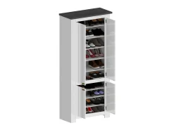ScHarpeira Dcicerell, Suporte para sapatos com economia de espaço com 4 portas, Armário de entrada multifuncional, 84x42h200 cm, Branco e Ardósia^Dmora Online