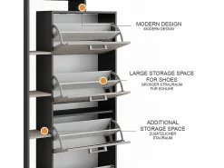 Vicco Móvel De Arrumação|Sapateira*Schuhkipper antracite/creio 80x24.2x166.1 orlando Cinza antracite