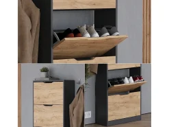 Vicco Móvel De Arrumação|Sapateira*Schuhkipper carvalho antracite/goldkraft 59x22x169 luca Cinza antracite