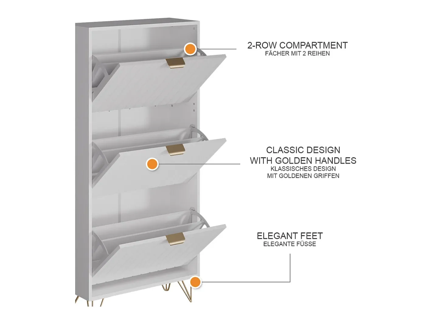 Vicco Móvel De Arrumação|Sapateira*Schuhschrank 60x23.5x128.5 helge Branco
