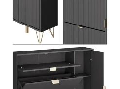 Vicco Móvel De Arrumação|Sapateira*Schuhschrank 108x23.5x107.5 helge Preto