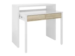 Secretária Billings, Secretária com tampo extensível, Secretária para PC com 2 gavetas, 99x36h88 cm, e Carvalho^Dmora