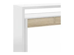 Secretária Billings, Secretária com tampo extensível, Secretária para PC com 2 gavetas, 99x36h88 cm, e Carvalho^Dmora
