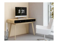 Loft24 Consola*Secretária com 2 portas em aglomerado branco Preto
