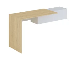 Vente-unique Consola*Secretária consola suspensa com 2 armários cor natural e branco - MOLAWA Natural claro / Branco