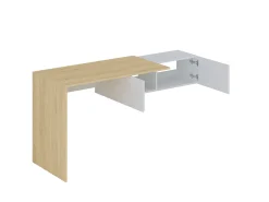 Vente-unique Consola*Secretária consola suspensa com 2 armários cor natural e branco - MOLAWA Natural claro / Branco