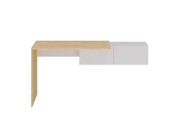 Vente-unique Consola*Secretária consola suspensa com 2 armários cor natural e branco - MOLAWA Natural claro / Branco