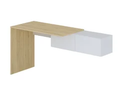 Vente-unique Consola*Secretária consola suspensa com 2 armários cor natural e branco - MOLAWA Natural claro / Branco