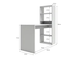 Hot Secretária Cosmic com prateleiras em branco artik 120 x 144 cm Consola