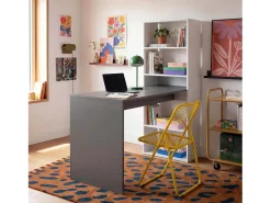 Secretária Cosmic com prateleiras em branco artik antracite 120 x 144 cm*duehome Outlet