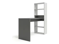 Secretária Cosmic com prateleiras em branco artik antracite 120 x 144 cm*duehome Outlet