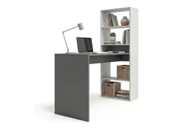Secretária Cosmic com prateleiras em branco artik antracite 120 x 144 cm*duehome Outlet
