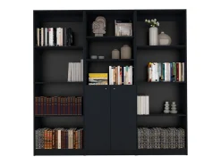 Set Triplo de Bibliotecas Munds Concept: Organização Inteligente, Estantes Abertos e Elegância Minimalista em um Só Conjunto^TuHome Outlet