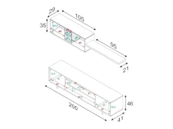 Sistema de parede Dafanti, móvel de sala de TV, composição de conjunto de sala, conjunto de sala com móvel de parede, 260x41h46 cm, brilhante e carvalho^Dmora Discount