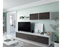 Sistema de parede Damatte, móvel de sala de TV, composição de conjunto de sala, conjunto de sala com móvel de parede, 200x41h43 cm, e Ã