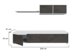 Sistema de parede Damatte, móvel de sala de TV, composição de conjunto de sala, conjunto de sala com móvel de parede, 200x41h43 cm, e Ã