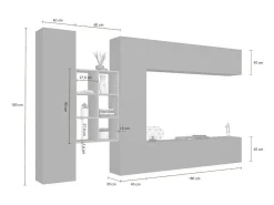 Sistema de parede Danilo, conjunto de sala de TV com 4 portas, móveis de sala multiuso, 100% Fabricado na Itália, 280x30h180 cm, Antracite e Bordo*Dmora Outlet