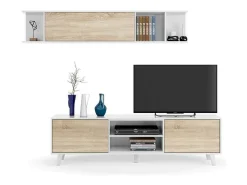 Sistema de parede Darcole, móvel de sala de TV, Composição de sala com móvel de parede, 180x41h51 cm, e Carvalho*Dmora Sale