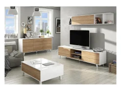 Sistema de parede Darcole, móvel de sala de TV, Composição de sala com móvel de parede, 180x41h51 cm, e Carvalho*Dmora Sale