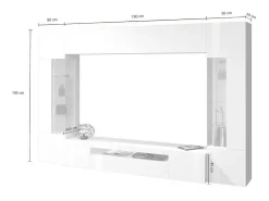 Sale Sistema de parede Dberard, conjunto de sala de TV com 6 portas, móveis de sala multiuso com luz LED, 100% Made in Italy, 290x40h191 cm, brilhante Móvel De Tv