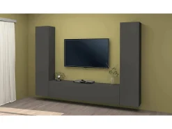 Sistema de parede Ddurmis, conjunto de sala de TV com 3 portas, móveis de sala multiuso, 100% Fabricado na Itália, 260x30h180 cm, Antracite*Dmora Hot