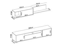Sistema de parede Dfalcon, móvel de sala de TV, móveis de sala multiuso, 200x41h180 cm, carvalho e branco*Dmora Outlet