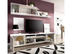Sistema de parede Dfalcon, móvel de sala de TV, móveis de sala multiuso, 200x41h180 cm, carvalho e branco*Dmora Outlet