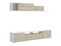 Sistema de parede Dfalcon, móvel de sala de TV, móveis de sala multiuso, 200x41h180 cm, carvalho e branco*Dmora Outlet