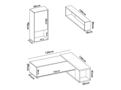 Sistema de parede Dgam, Conjunto modular de sala de canto, Móveis de sala multiposições, 230x41h180 cm, e Carvalho^Dmora Discount