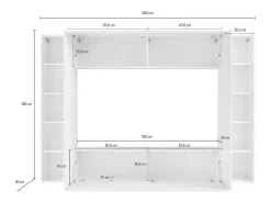 Sistema de parede Dgirm, conjunto de sala de TV com 4 portas, móveis de sala multiuso, 100% Fabricado na Itália, 260x30h180 cm, Antracite*Dmora Clearance