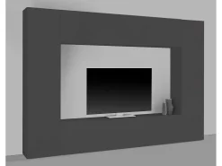Sistema de parede Dgirm, conjunto de sala de TV com 4 portas, móveis de sala multiuso, 100% Fabricado na Itália, 260x30h180 cm, Antracite*Dmora Clearance