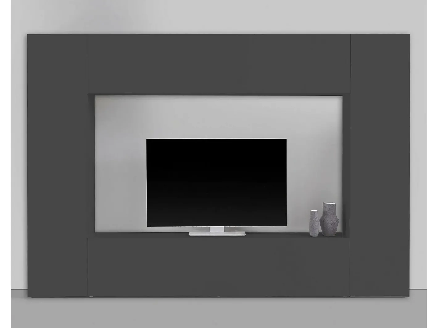 Sistema de parede Dgirm, conjunto de sala de TV com 4 portas, móveis de sala multiuso, 100% Fabricado na Itália, 260x30h180 cm, Antracite*Dmora Clearance