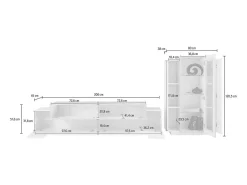 Sistema de parede Djazir, conjunto de sala de TV, móveis de sala multiuso, 100% fabricado na Itália, 280x45h121 cm, brilhante e concreto*Dmora Clearance