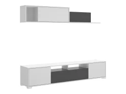 Sistema de parede Gruf, móvel de sala de TV, mobiliário de sala multiuso, 200x41h180 cm, Branco e Antracite^Dmora