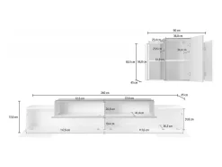 Sale Sistema de parede Ruben, conjunto de sala de TV, móveis de sala multiuso, 100% fabricado na Itália, 240x45h180 cm, brilhante e ardósia Móvel De Tv