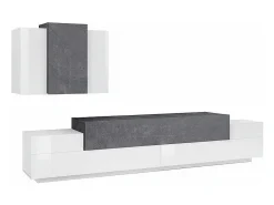 Sale Sistema de parede Ruben, conjunto de sala de TV, móveis de sala multiuso, 100% fabricado na Itália, 240x45h180 cm, brilhante e ardósia Móvel De Tv
