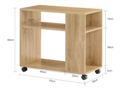 Sobuy Mesa De Apoio*armário baixo, Armário com rodas, armário multifuncional FBT34-N Natural claro