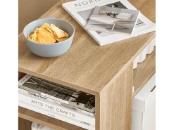 Sobuy Mesa De Apoio*armário baixo, Armário com rodas, armário multifuncional FBT34-N Natural claro