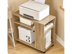 Sobuy Mesa De Apoio*armário baixo, Armário com rodas, armário multifuncional FBT34-N Natural claro