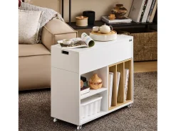 Sobuy Mesa De Apoio*armário baixo, Armário com rodas, armário multifuncional FBT134-W Branco