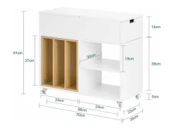 Sobuy Mesa De Apoio*armário baixo, Armário com rodas, armário multifuncional FBT134-W Branco