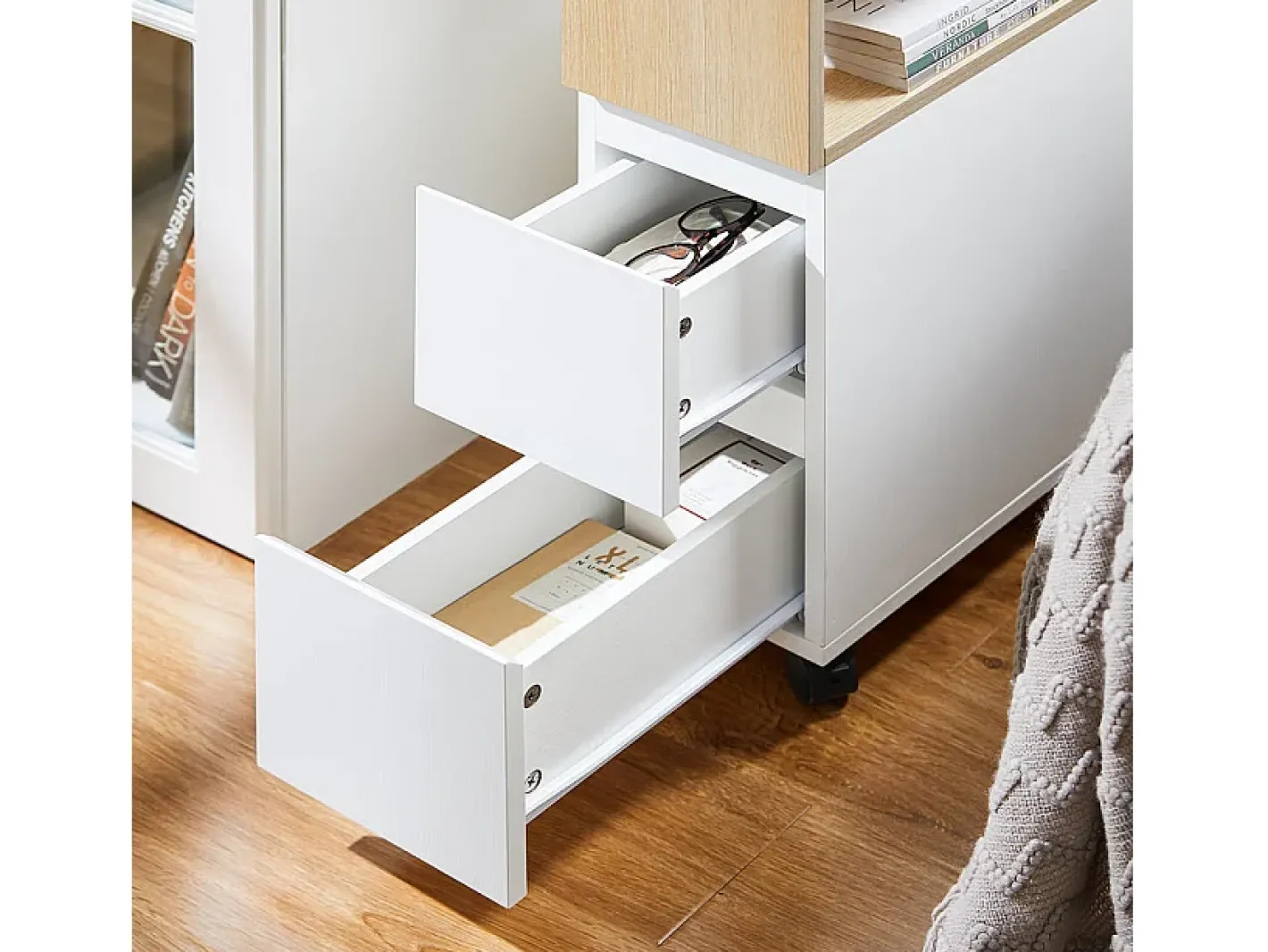 Sobuy Mesa De Apoio*armário baixo, Armário com rodas, armário multifuncional FBT155-WN Branco