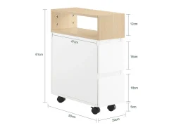 Sobuy Mesa De Apoio*armário baixo, Armário com rodas, armário multifuncional FBT155-WN Branco