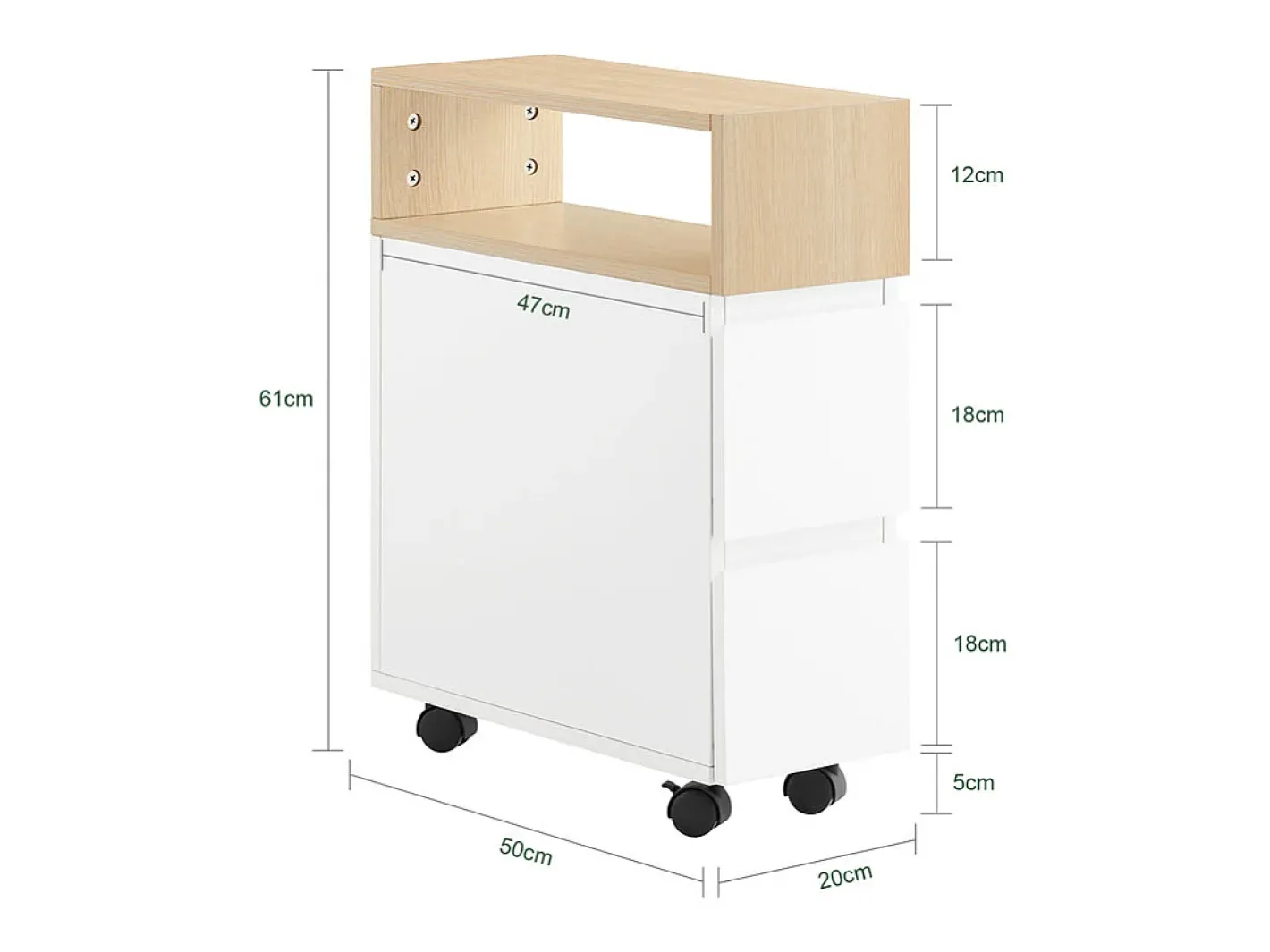 Sobuy Mesa De Apoio*armário baixo, Armário com rodas, armário multifuncional FBT155-WN Branco