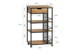 armário de cozinha, carrinho de cozinha, carrinho de cozinha com rodas FKW99-N^Sobuy Discount