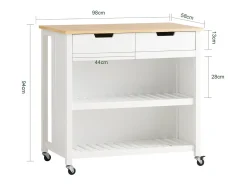 Sobuy Móvel De Arrumação*armário de cozinha, carrinho de cozinha, carrinho de cozinha com rodas FKW74-WN Branco