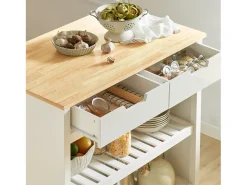 Sobuy Móvel De Arrumação*armário de cozinha, carrinho de cozinha, carrinho de cozinha com rodas FKW74-WN Branco