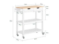armário de cozinha, carrinho de cozinha, carrinho de cozinha com rodas FKW68-WN*Sobuy Clearance