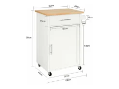 armário de cozinha, carrinho de cozinha, carrinho de cozinha com rodas FKW102-WN^Sobuy